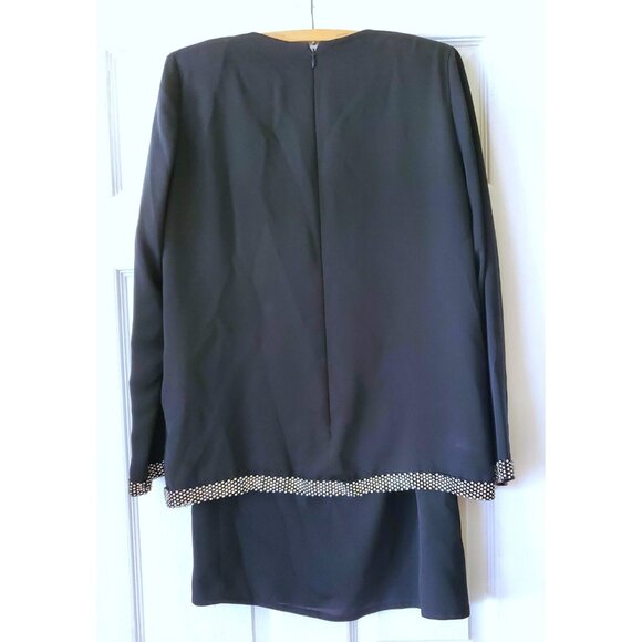 VINTAGE 1960S BLACK RHINESTONE TWO PIECE SKIRT SUIT - Picture 2 of 10